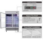 54"W Commercial Refrigerator 42 cu. ft. 2 Glass Door Reach In Refrigerator - Image 7