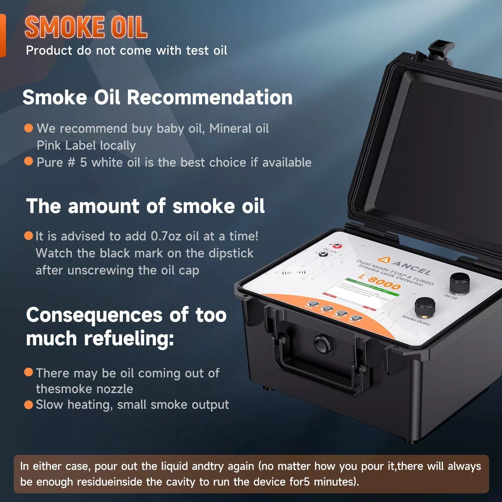 ANCEL L8000 EVAP Turbo Smoke Machine Dual Mode Leak Tester Diagnostic Tool - Image 3