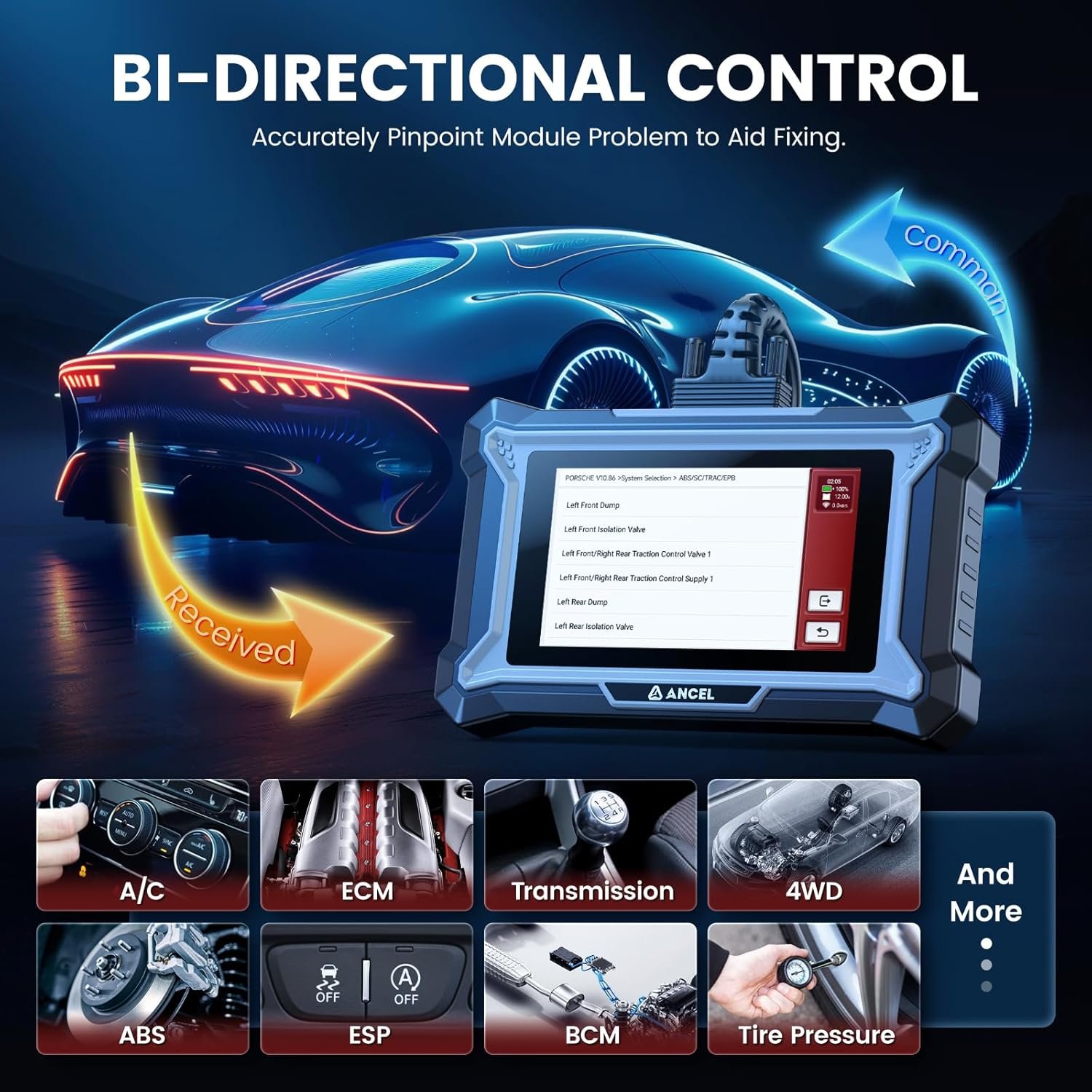 ANCEL DS160 OBD2 Scanner All System Diagnostic Tool 30 Reset ECU Coding Test - Image 10