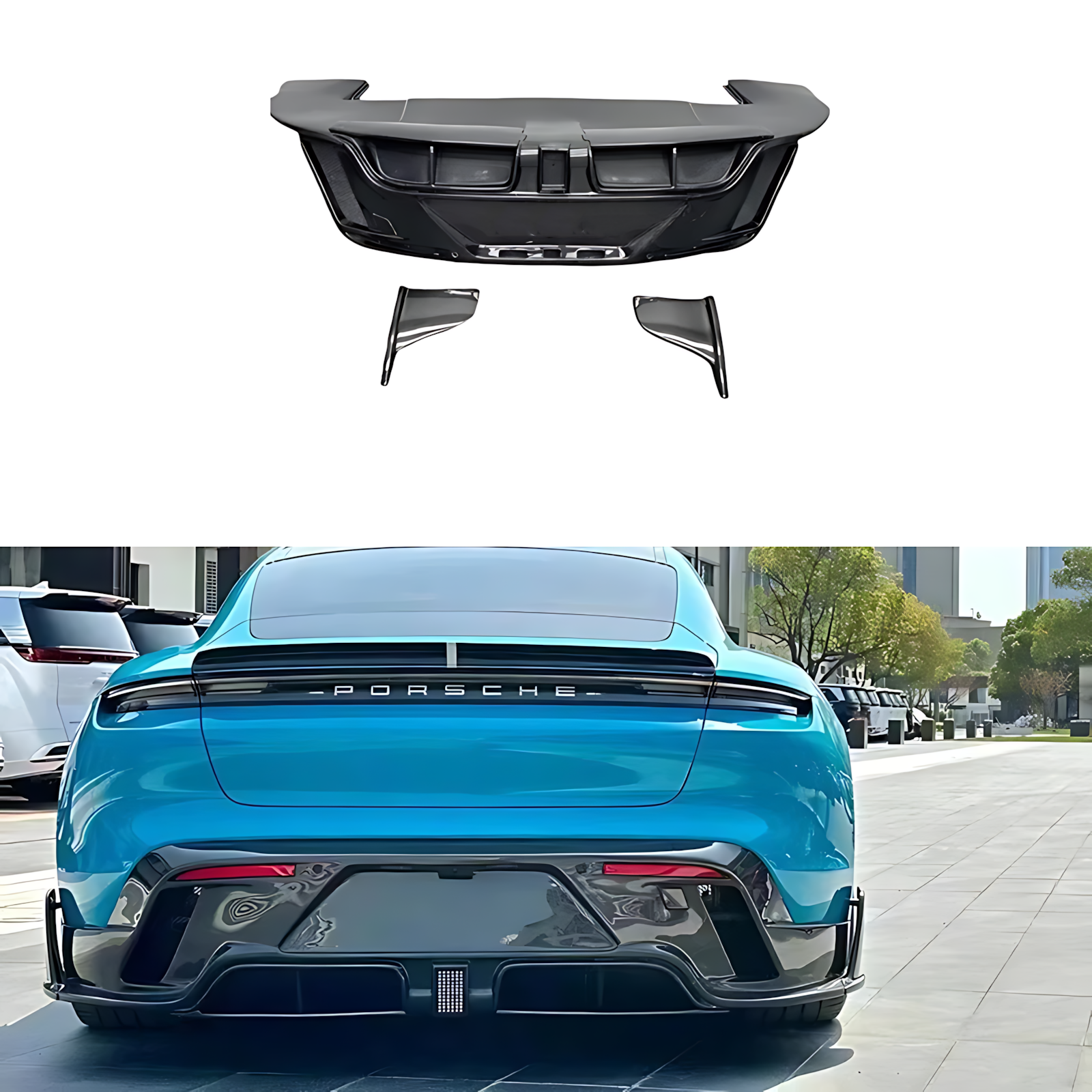 1_99273902-0ee7-400d-a9d4-0e51e7c2016b Porsche Taycan 4S (All Years) M-Style Carbon Fiber Rear Diffuser — Aggressive Luxury Upgrade - Image 1