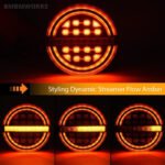 2pcs 5.3"Amber Round LED Trailer Light w/ Brake Light DRL Flow Amber Turn Signal - Image 2