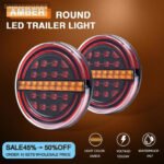 2pcs 5.3"Amber Round LED Trailer Light w/ Brake Light DRL Flow Amber Turn Signal - Image 3