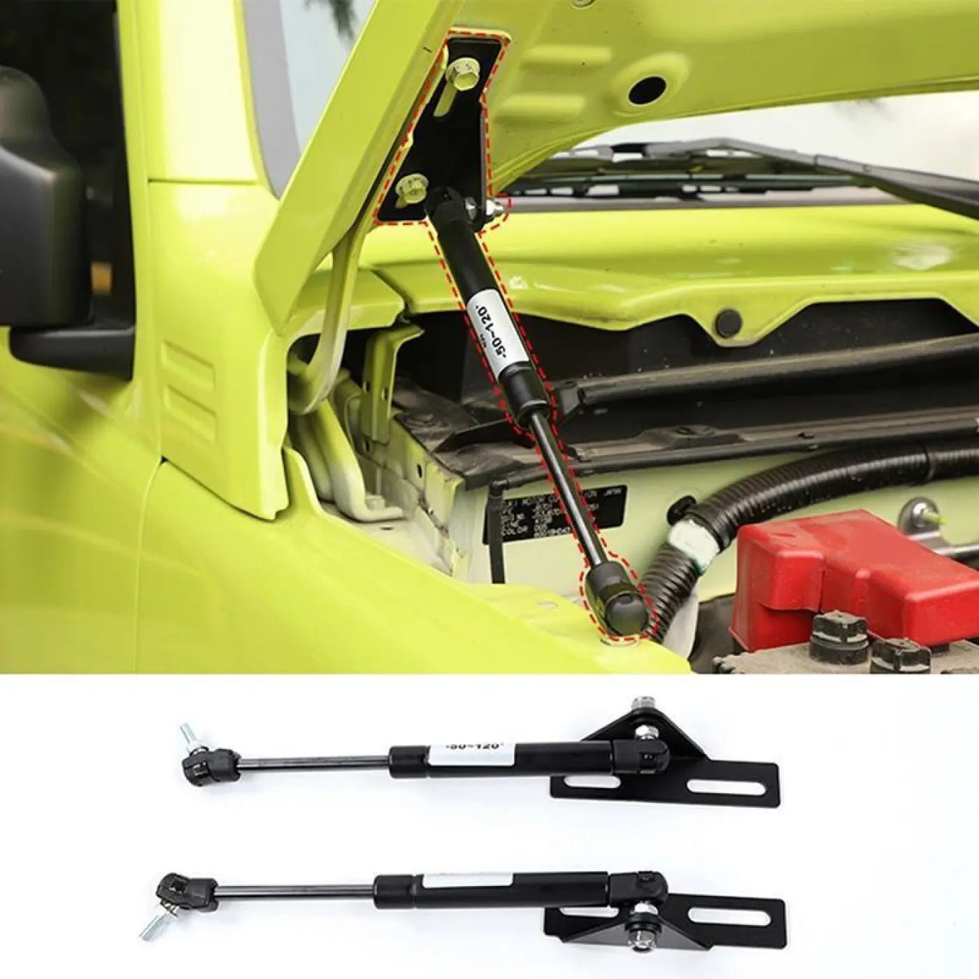 2pcs-front-hood-lift-arms-shocks-struts-rods-suzuki-jimny-2019-2020-584 2pcs Front Hood Lift Arms Shocks Struts Rods Suzuki Jimny 2019 2020 - Image 1
