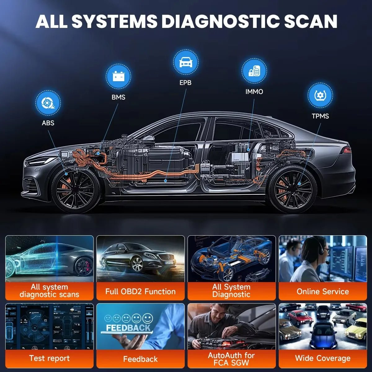ANCEL DS200 OBD2 Scanner All System Tool ABS TPMS DPF Reset WiFi Code Reader - Image 15