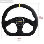 330mm 13Inch Racing Drift Flat Steering Wheel Suede Leather Black Stitching - Image 4