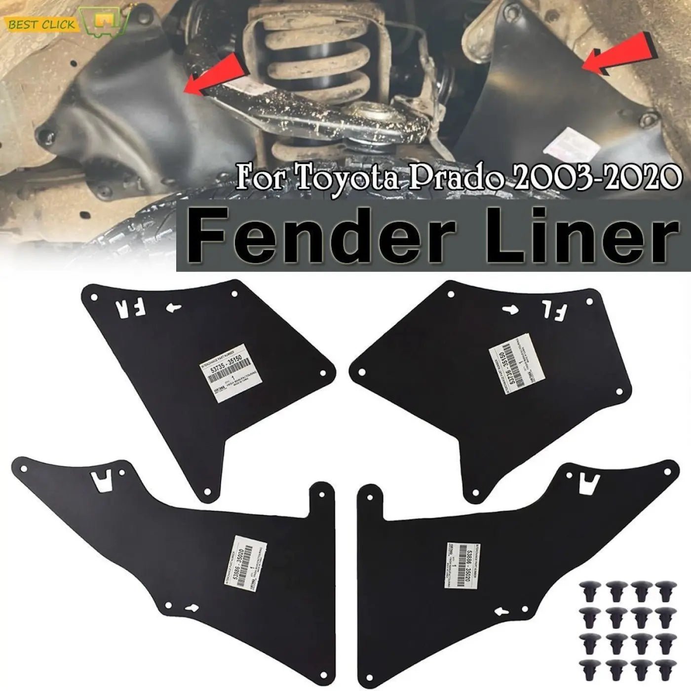 4pcs-mud-flap-guards-fender-liner-shield-toyota-land-cruiser-prado-j120-j150-lc-451 4Pcs Mud Flap Guards Fender Liner Shield Toyota Land Cruiser Prado J120 J150 LC - Image 1