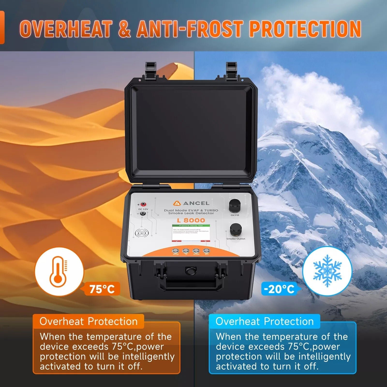 ANCEL L8000 EVAP Turbo Smoke Machine Dual Mode Leak Tester Diagnostic Tool - Image 8
