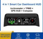 4 in 1 GPS HUD TPMS Tire Monitor Inclinometer Gague Speedometer Compass - Image 7