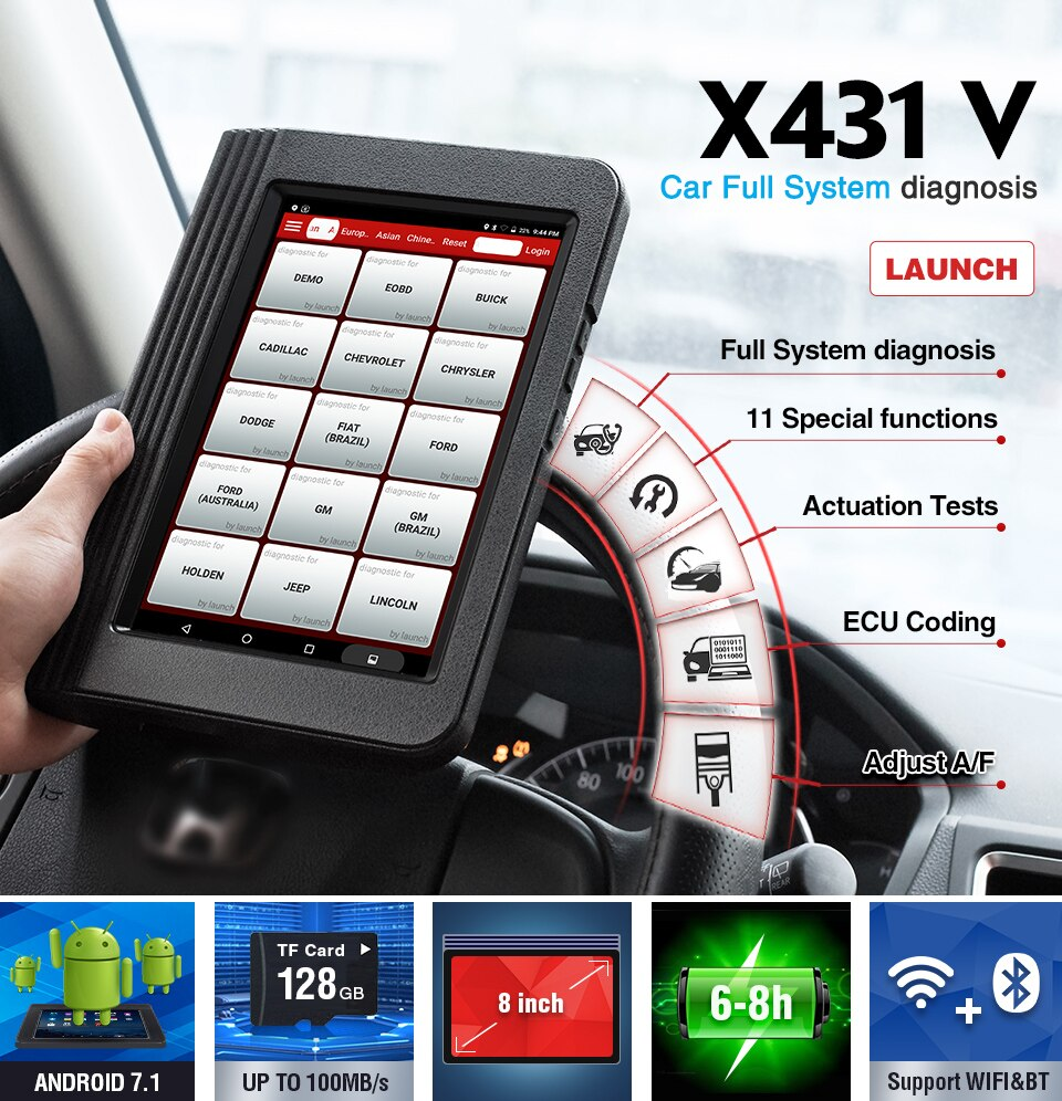 57_8ffeae0b-b048-440d-9d2e-4dbdeef05909 Original LAUNCH X431 V Pro 8 Inch OBD2 Auto Car Full System Scan Diagnostic Tool - Image 1