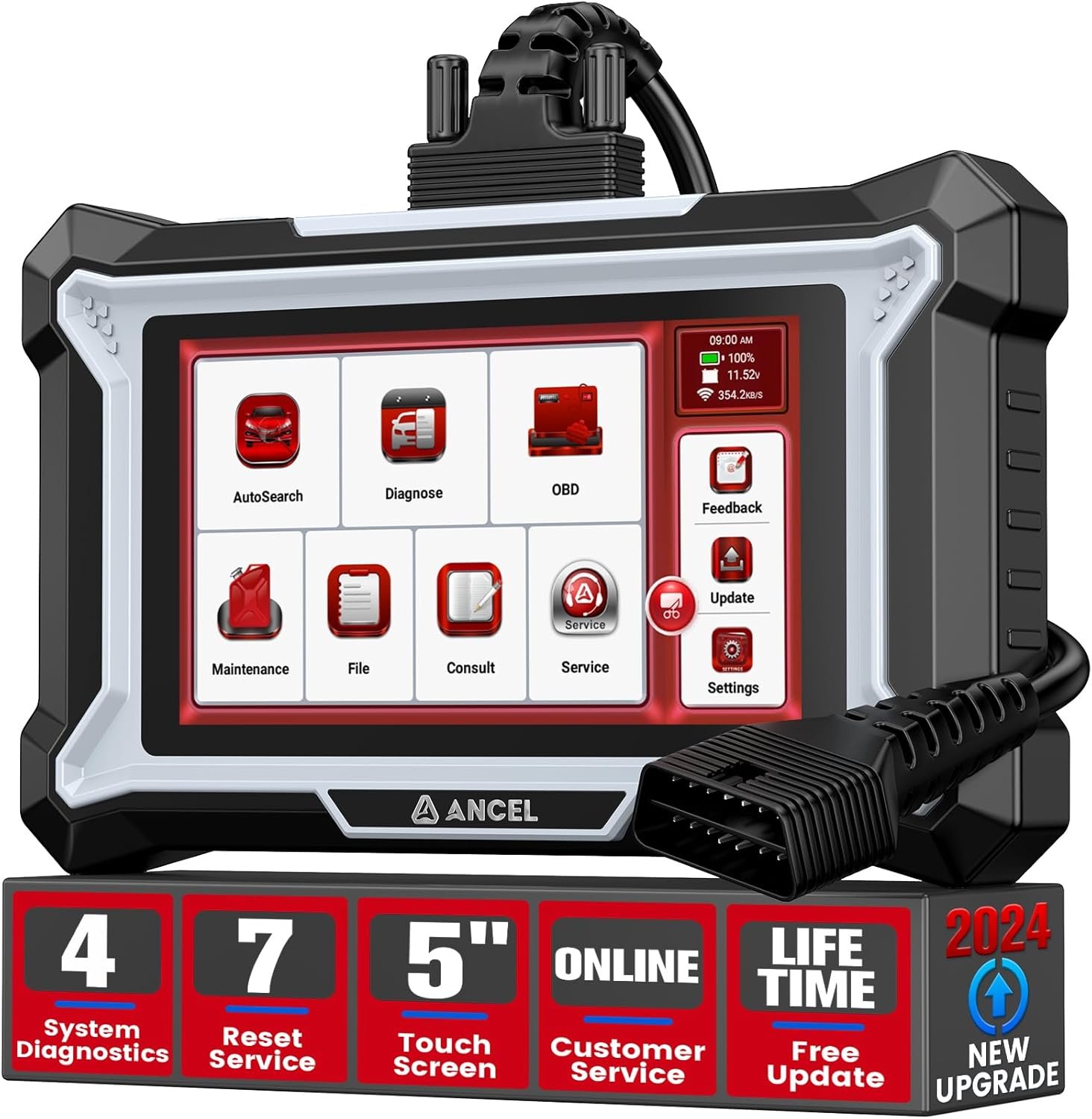 ANCEL DS100 OBD2 Scanner ABS SRS Engine TCM Code Reader with 7 Reset Services - Image 11