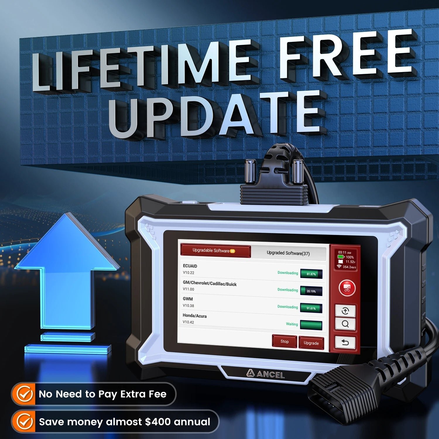 ANCEL DS100 OBD2 Scanner ABS SRS Engine TCM Code Reader with 7 Reset Services - Image 16