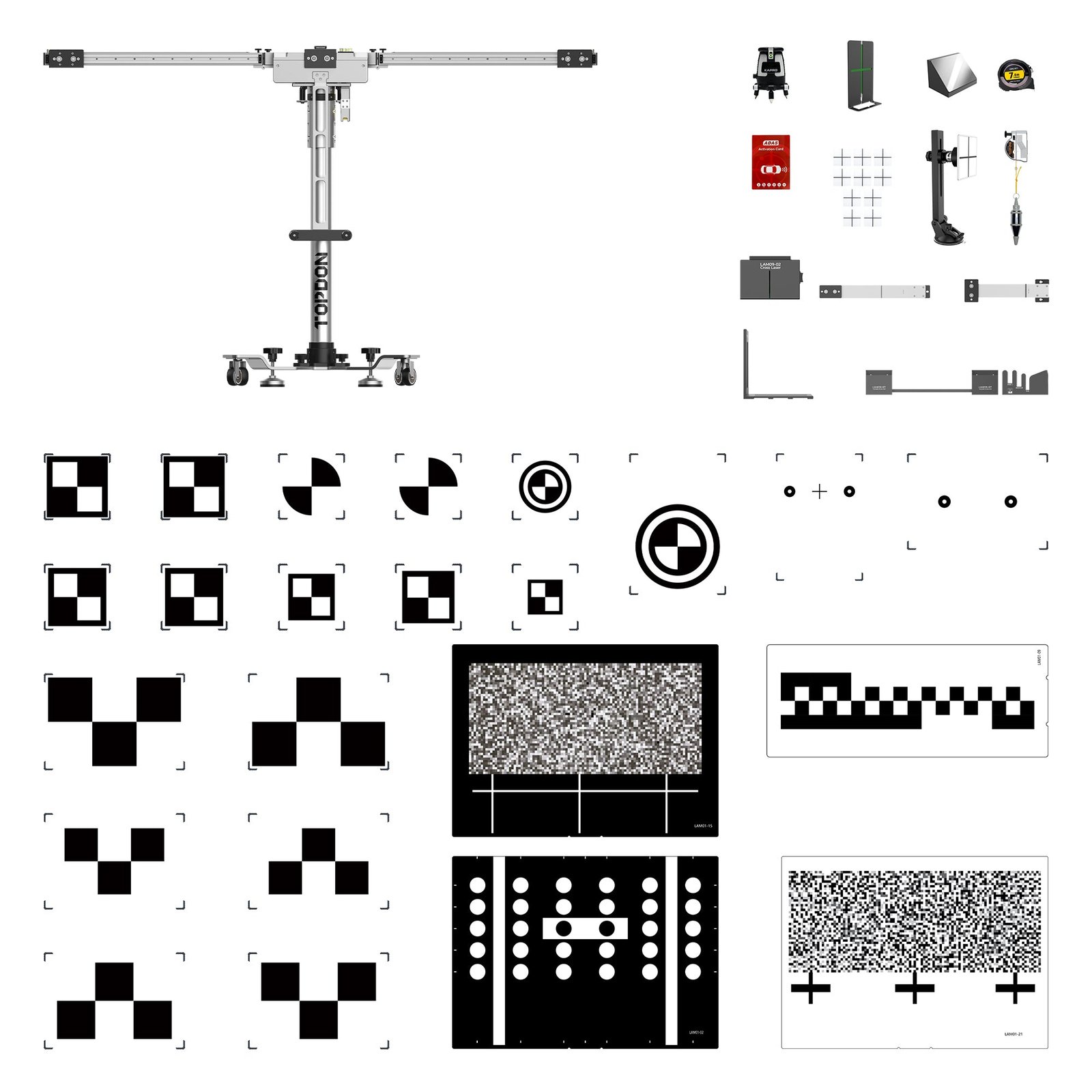 ADASBasicPACKAGE TOPDON Phoenix Mobile ADAS Basic Package | Foldable Calibration Frame | 5-Laser Precision | LDW Targets Included | Phoenix Series Scanner Compatible - Image 1