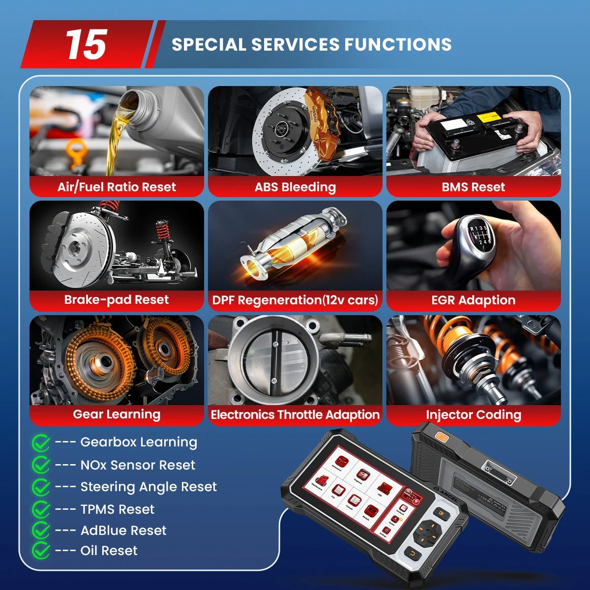 ANCEL FX6100 OBD2 Scanner All System Bidirectional Tool 15 Reset DPF EPB SAS - Image 29