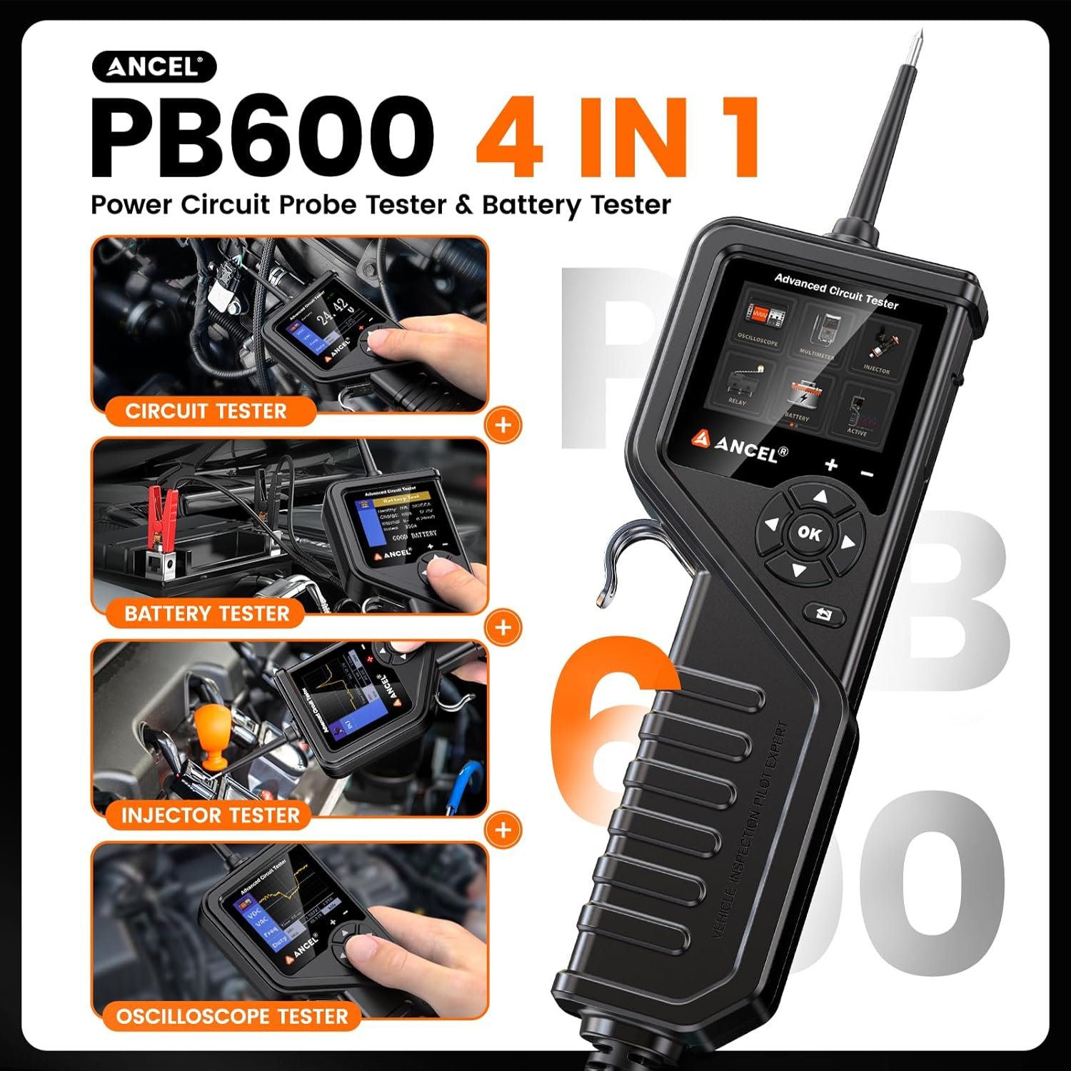 ANCEL PB600 12V 24V Car Circuit Power Probe Tester Relay Injector Battery Tool - Image 10