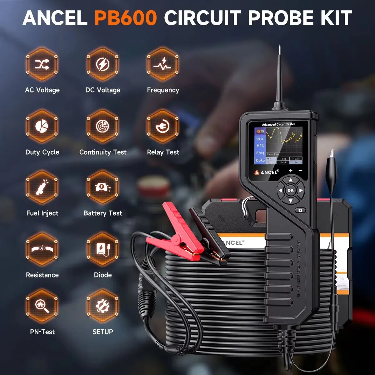 ANCEL PB600 12V 24V Car Circuit Power Probe Tester Relay Injector Battery Tool - Image 27