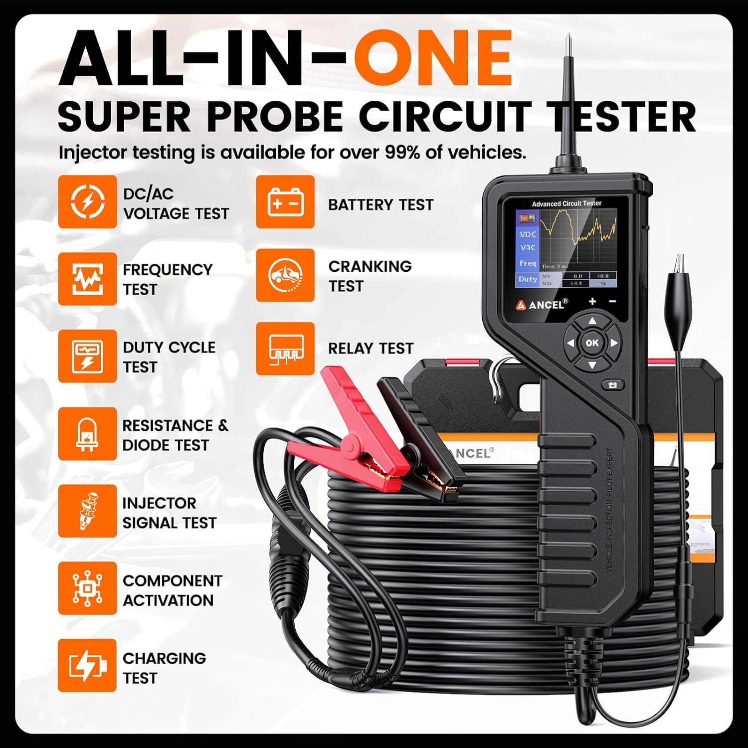 ANCEL PB600 12V 24V Car Circuit Power Probe Tester Relay Injector Battery Tool - Image 4