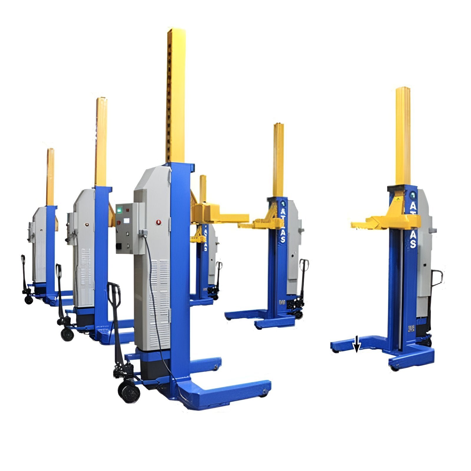 ATEML-6045BC-image-1 Atlas 16,500lb Mobile Column Lift System, 6 Units, 24v Battery w/ Cable Communication, ALI Certified SKU ATEML-6045BC - Image 1