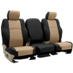 Custom Fit Premium Leatherette Seat Cover - Cashmere with Black