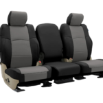 Custom Fit Premium Leatherette Seat Cover - Medium Gray with Black