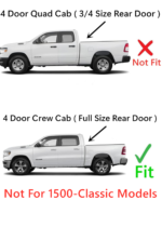 Driver Left Side Rear Door Window Door Glass Compatible with Ram 1500 Pickup 4 Door Crew Cab 2019-2024 Models (Not For 1500Classic) - Image 3