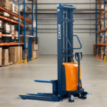 EKKO EA15D Semi-Electric Straddle Stacker 3300lbs. Cap., 138" Height