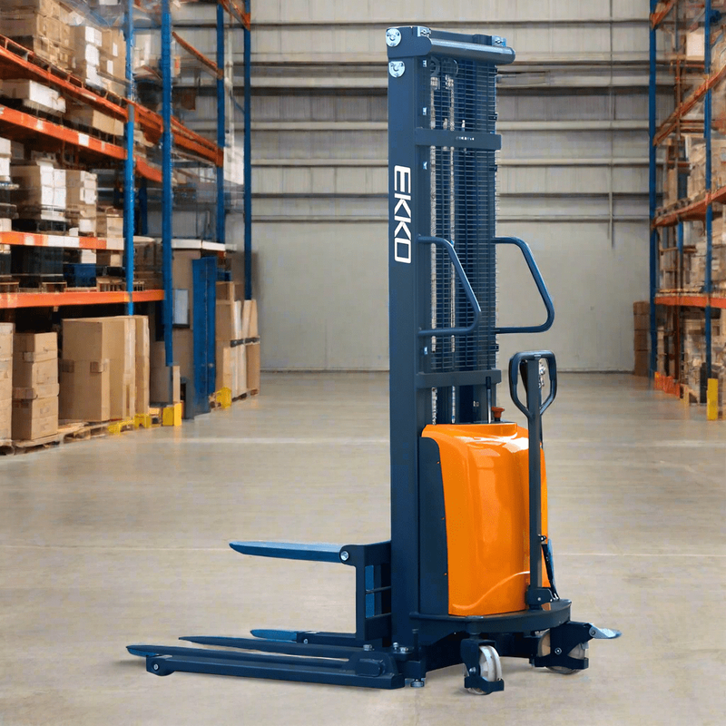 EKKO-EA15D-Straddle_Stacker EKKO EA15D Semi-Electric Straddle Stacker 3300lbs. Cap., 138" Height - Image 1