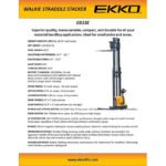 EKKO EB13E-138 Full Powered Straddle Stacker 2800 lb Cap., 138" Height - Image 5