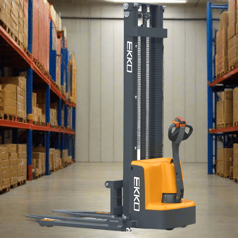 EKKO-EB13E-138-Straddle_Stacker EKKO EB13E-138 Full Powered Straddle Stacker 2800 lb Cap., 138" Height - Image 1