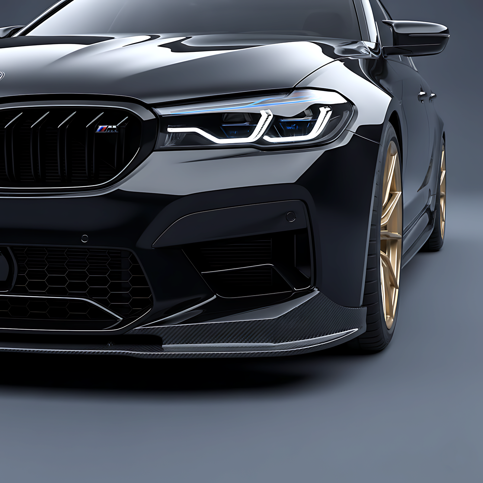 Gemini_Generated_Image_48a40e48a40e48a4 BMW M5 F90 LCI 2021+ Front Lip Spoiler — Carbon Fiber / Forged Carbon / FRP Chin Splitter Diffuser - Image 1