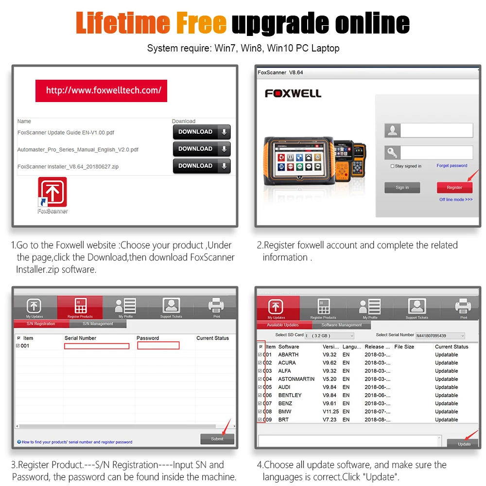 Foxwell NT650 update software interface