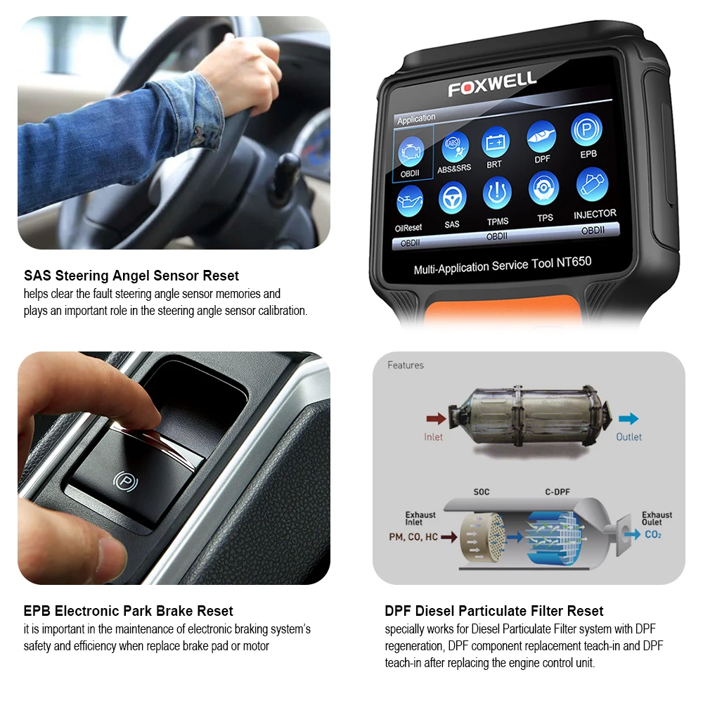 Foxwell NT650 TPMS and EPB reset functions