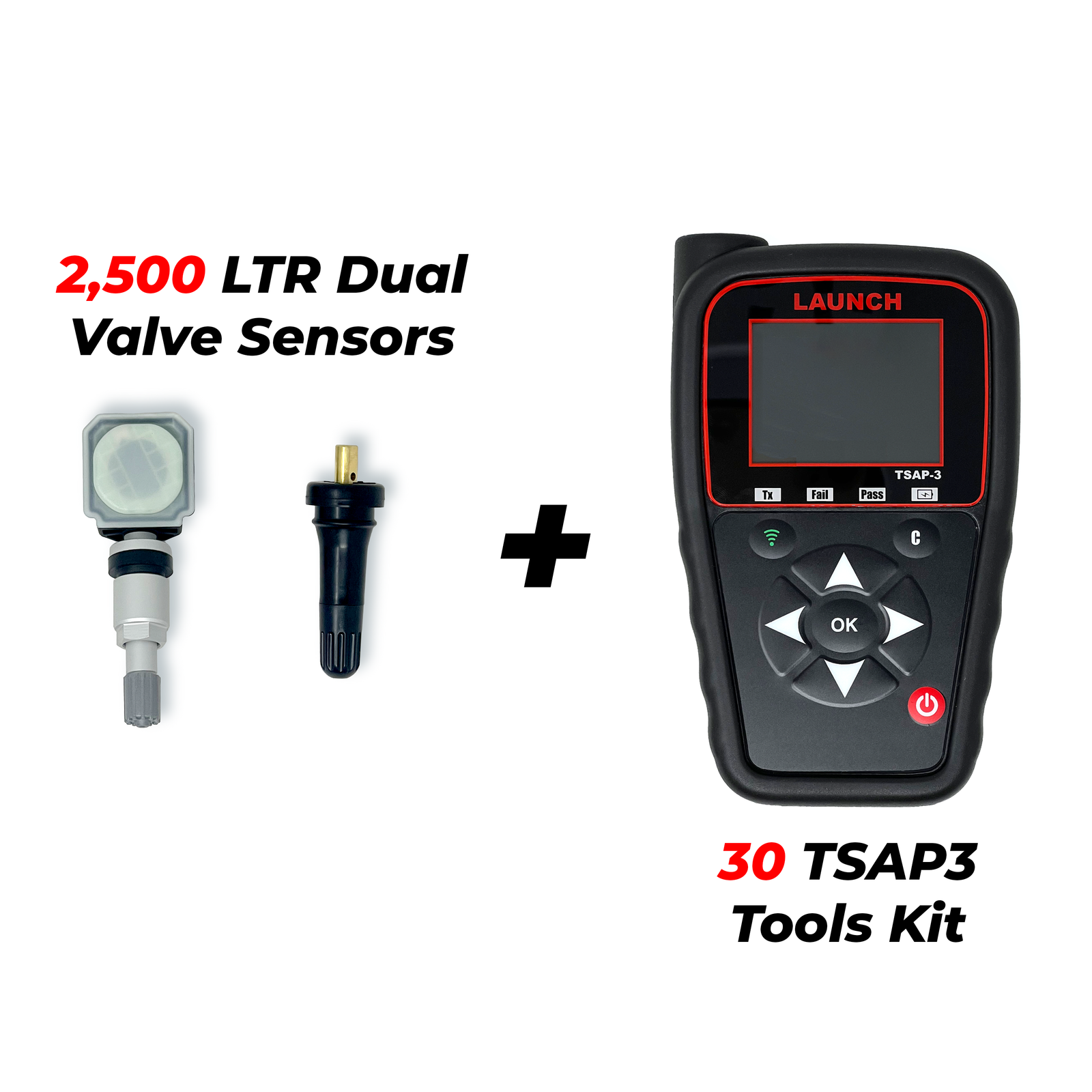 LAU-2500-30 Launch Tech (2,500) LTR Dual Valve Sensors w/ (30) TSAp3 Tools Kit - Image 1