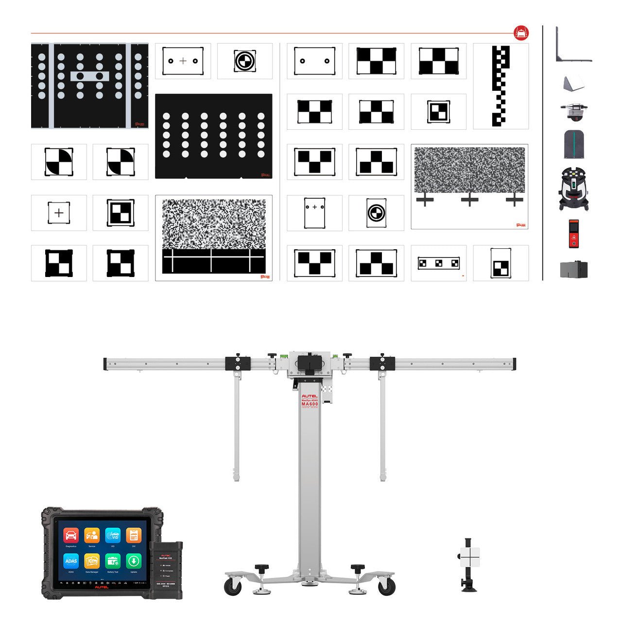 MA60020T-S2__02842 Autel MA600 LDW Front Camera ADAS Calibration System with MS909 S2 Diagnostic Tablet, Portable Frame, Laser Alignment Tools & Multi-Vehicle LDW Targets - Image 1