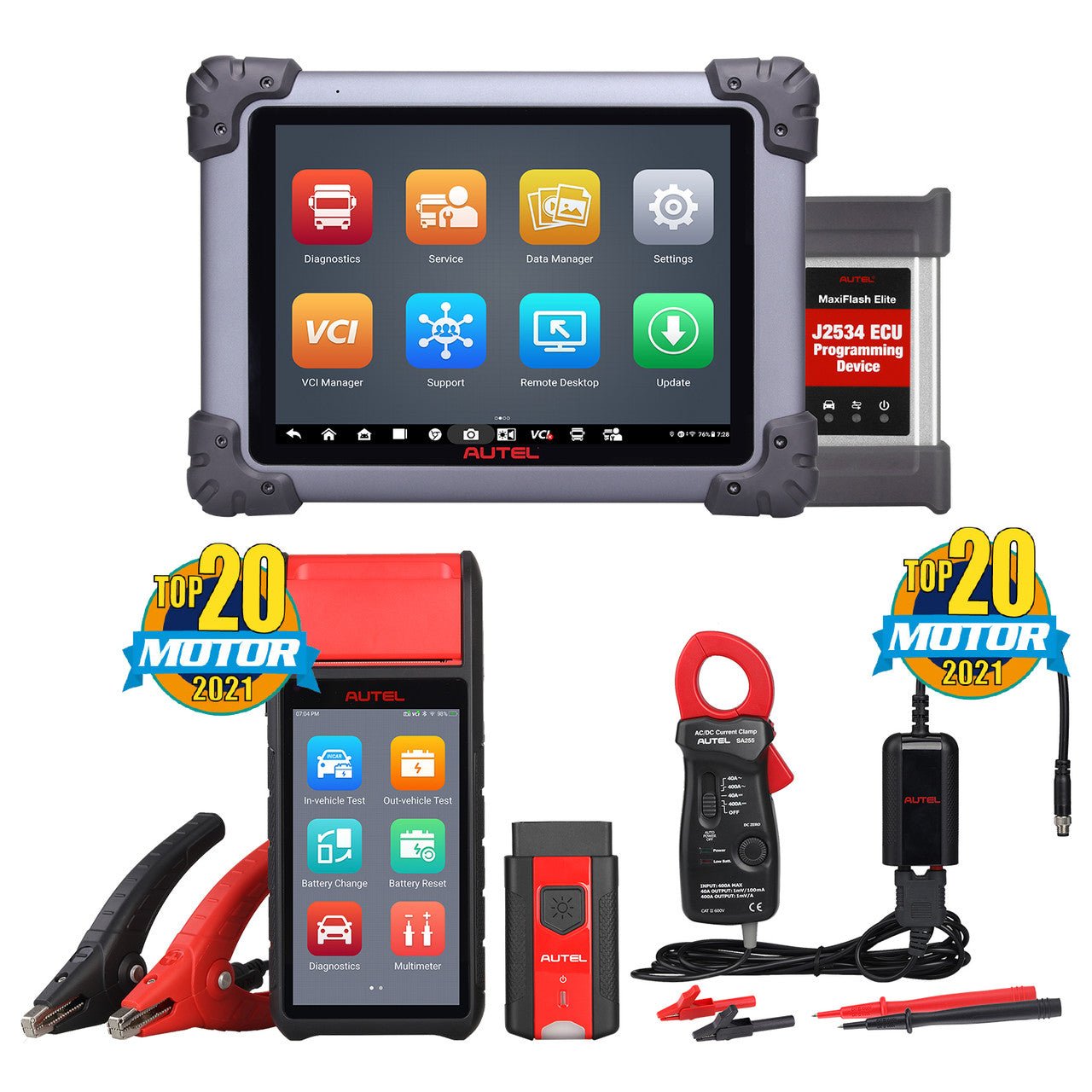 MS908CVIIBUN__34519 Autel MS908CVII Commercial Vehicle Diagnostic Tablet Bundle with BT608 Battery Tester, BTAK Multimeter Kit, 9.7” Wireless Screen, Bi-Directional Controls & J2534 Bluetooth VCI - Image 1
