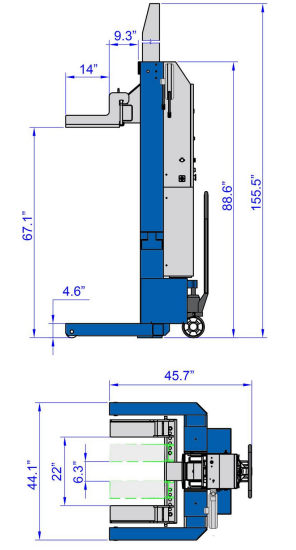 Ideal Mobile Column Lift - spec Sheet view