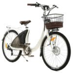 Ecotric 26 Inch White Lark Electric City Bike For Women with Basket & Rear Rack - Image 3