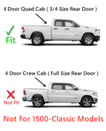 Passenger Right Side Rear Door Window Door Glass Compatible with Ram Pickup 1500 4 Door Quad Cab 2019-2024 Models (Not For 1500Classic) - Image 3