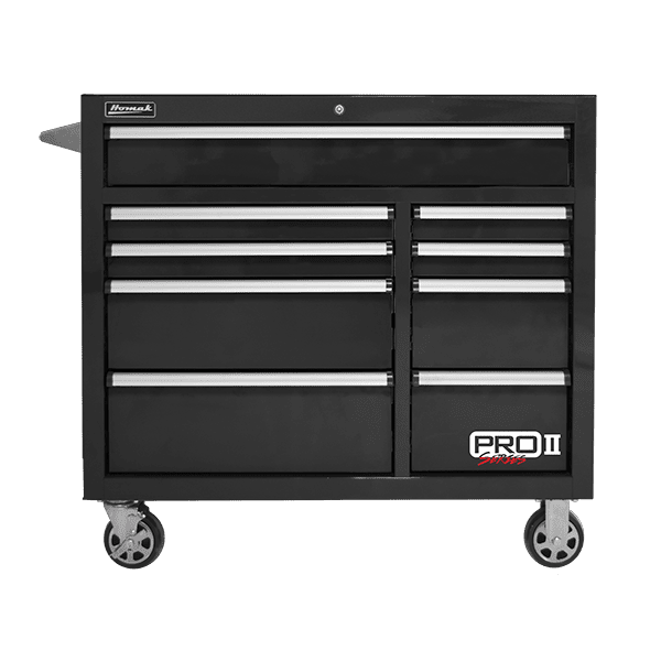 Pro-2-41in-Combo_Black-Roller-Cabinet Homak | 41” Pro II Series 9 Drawer Roller Cabinet - Image 1