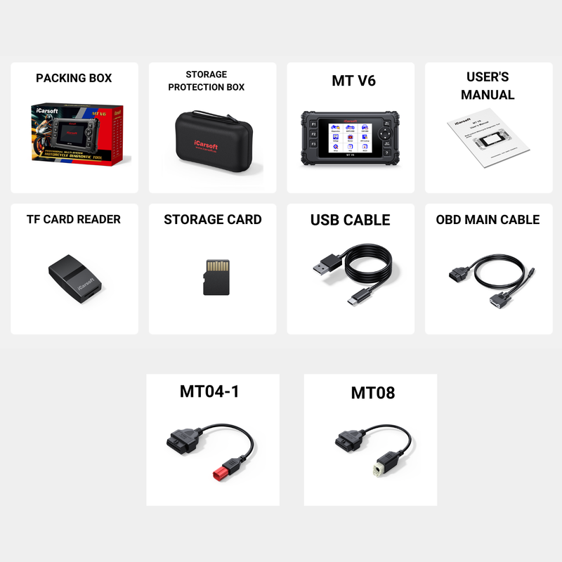 Storage-protection-box-MT-V6-User-s-Manual-TF-Card-Reader-Storage-Card-USB-Cable-OBD-Main-Cable
