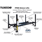 Tuxedo FP8K-DX 8,000 lb Deluxe Storage Lift - Poly casters, drip trays, jack tray - Image 4