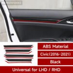 Door Strips Trim Decals Carbon Fiber Stickers 10th 2016-2021 Honda Civic - Image 2