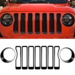 Front Headlight Circle & Grille Inserts Trim Cover Jeep Wrangler JL Gladiator