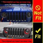 Front Headlight Circle & Grille Inserts Trim Cover Jeep Wrangler JL Gladiator - Image 2