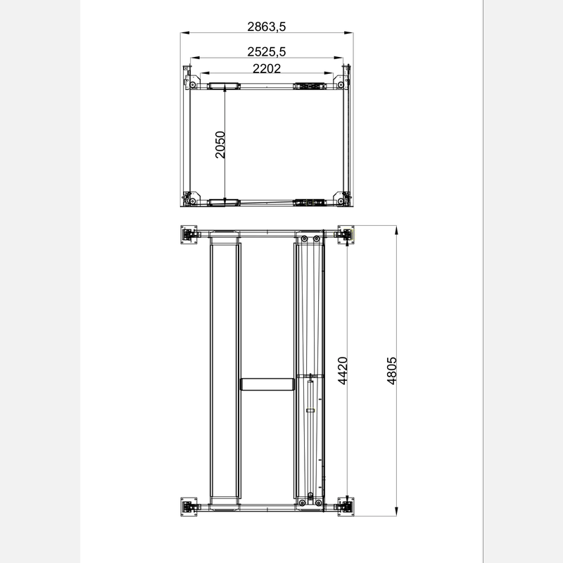 Katool 4H950 9,500lbs Heavy Duty 4 Post Parking Car lift Measurements