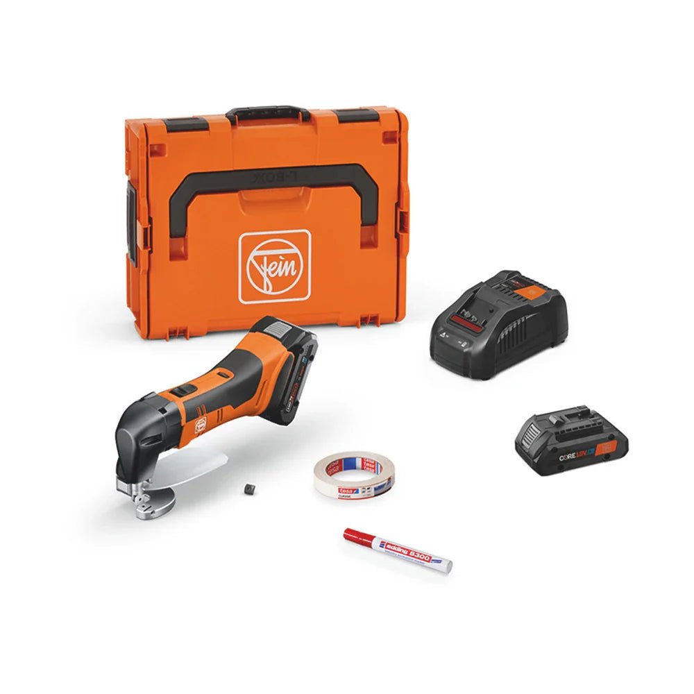 pset71300661090_2_OFC__17434 71300665090 FEIN ABLS 18 1.6 E AS Cordless Sheet Metal Shears Set 18V up to 16 Gauge 1.6 mm with Dual Blades, 4Ah Batteries, Rapid Charger, L-BOXX Case - Image 1