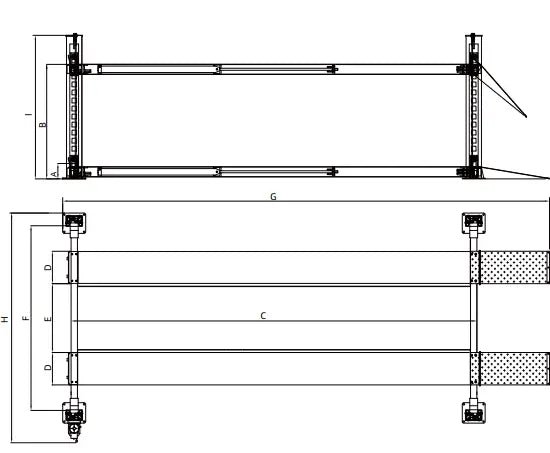 NTR-24 technical drawing, side and top views, with labeled dimension callout letters